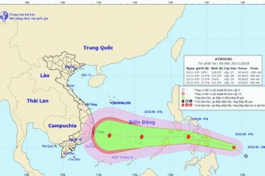 Áp thấp nhiệt đới gần Biển Đông khả năng mạnh lên thành bão