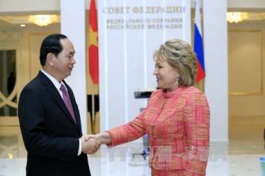 Chủ tịch nước Trần Đại Quang hội kiến Chủ tịch Hội đồng Liên bang Nga