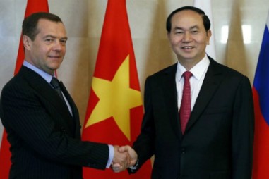 Chủ tịch nước Trần Đại Quang hội kiến Thủ tướng Nga Dmitry Medvedev
