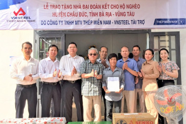 Thép Miền Nam – VNSTEEL trao tặng 5 nhà đại đoàn kết cho gia đình có hoàn cảnh khó khăn tại tỉnh Bà Rịa Vũng Tàu