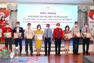 Hội Chữ thập Đỏ Thành phố Hồ Chí Minh tổ chức Hội nghị tuyên dương “Hoa việc thiện” tiêu biểu năm 2021