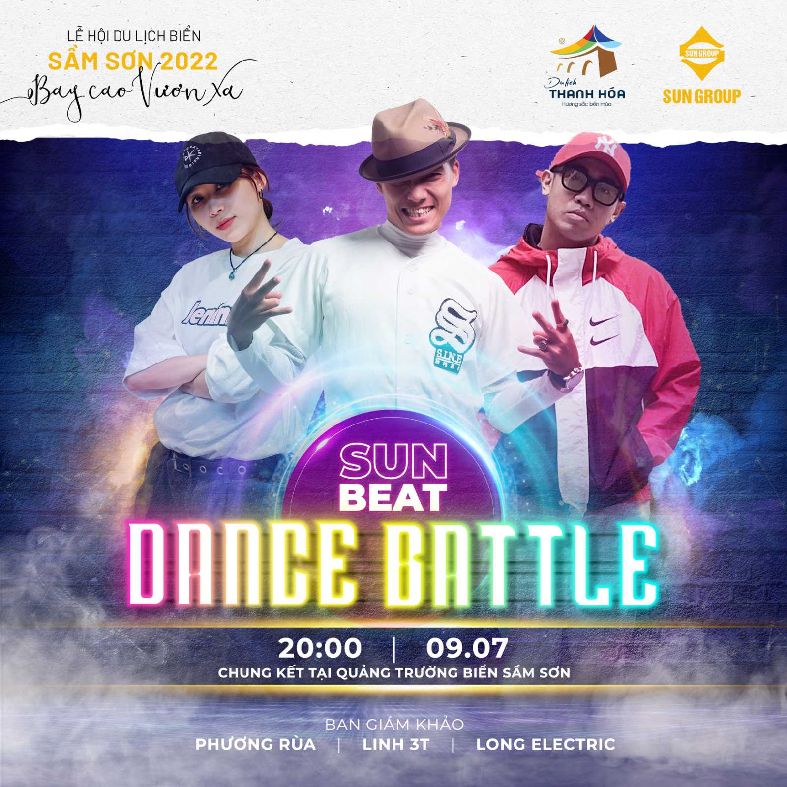 Linh 3T, Long electric và Phương Rùa ngồi “ghế nóng” giải Sun Beat Dance Battle 9/7 tại Sun Fest Sầm Sơn