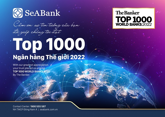 SeABank được xếp hạng trong “Top 1000 Ngân hàng thế giới 2022”