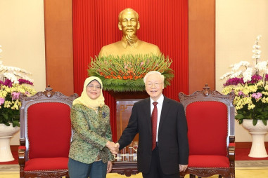 Tổng Bí thư Nguyễn Phú Trọng tiếp Tổng thống Singapore