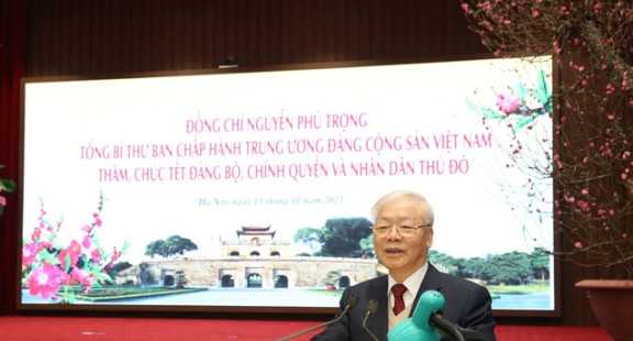 Tổng Bí thư Nguyễn Phú Trọng thăm, chúc Tết Đảng bộ, chính quyền và nhân dân Thủ đô