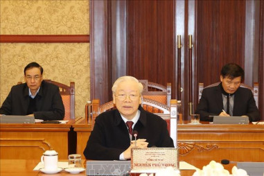 Tổng Bí thư Nguyễn Phú Trọng chủ trì họp Ban Bí thư đánh giá tình hình thực hiện Chỉ thị số 19-CT/TW về tổ chức Tết Quý Mão 2023