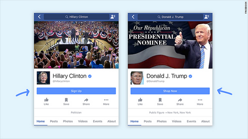 Fanpage của Donald Trump và Hillary Clinton có gì khác nhau