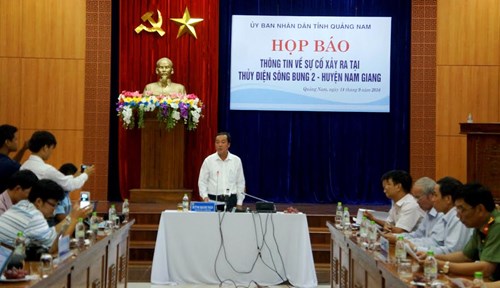 Quảng Nam tổ chức họp báo thông tin về sự cố thủy điện Sông Bung 2
