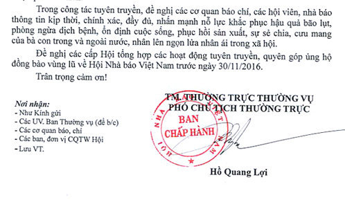 Quyên góp ủng hộ đồng bào vùng lũ