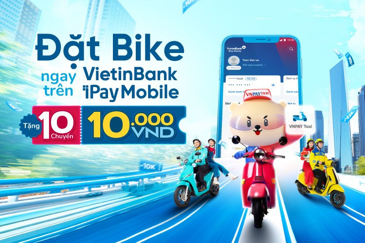 Di chuyển bằng xe máy tiện lợi trên VietinBank iPay Mobile