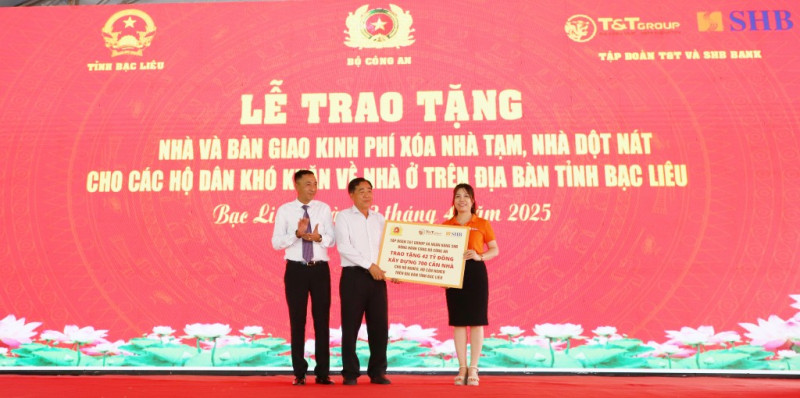T&T Group, SHB đồng hành với Bộ Công an xây 700 căn nhà cho người nghèo ở Bạc Liêu