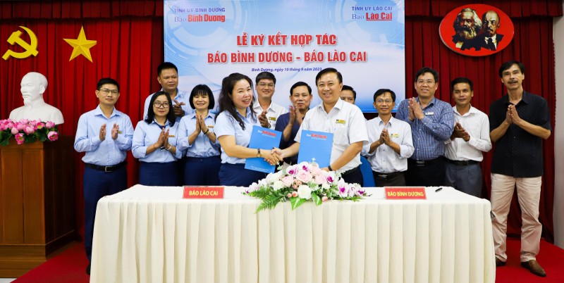 Ký kết hợp tác Báo Bình Dương và Báo Lào Cai giai đoạn 2023 - 2028