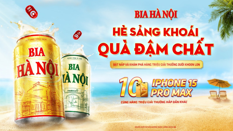 Trúng ngay Iphone 15 Promax với chương trình khuyến mại  “Hè sảng khoái,  quà đậm chất” cùng Bia Hà Nội