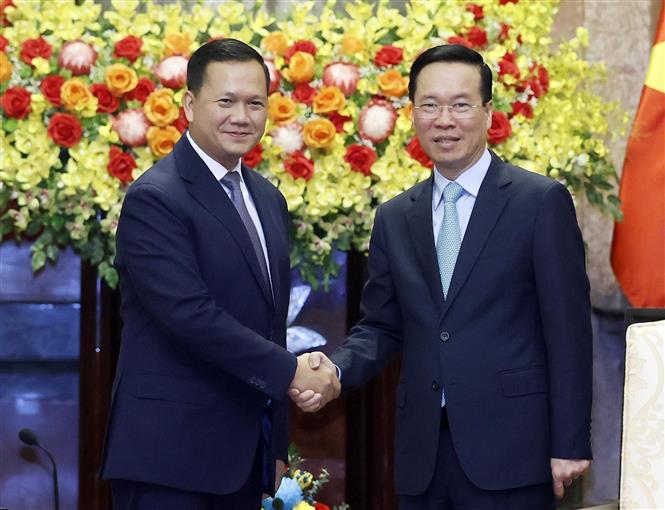 Chủ tịch nước Võ Văn Thưởng tiếp Thủ tướng Vương quốc Campuchia Hun Manet
