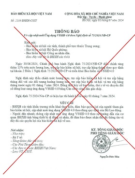 Cảnh báo về việc giả mạo văn bản của Bảo hiểm xã hội Việt Nam yêu cầu cập nhật mới ứng dụng VssID 4.0