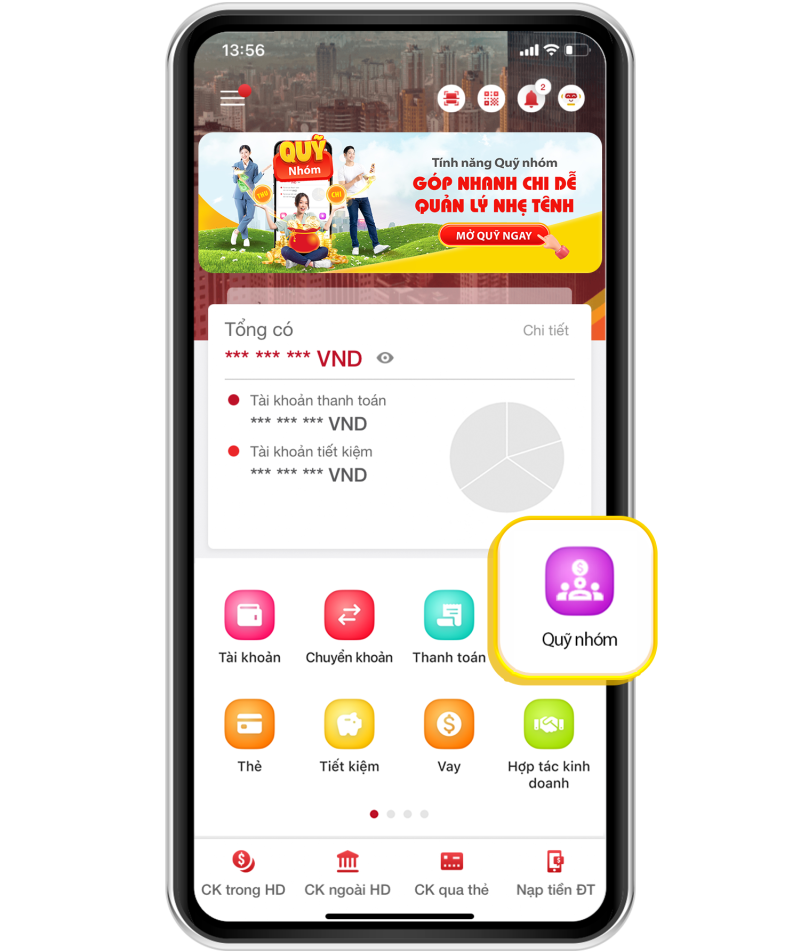 Thu chi minh bạch với tính năng quỹ nhóm trên App HDBank