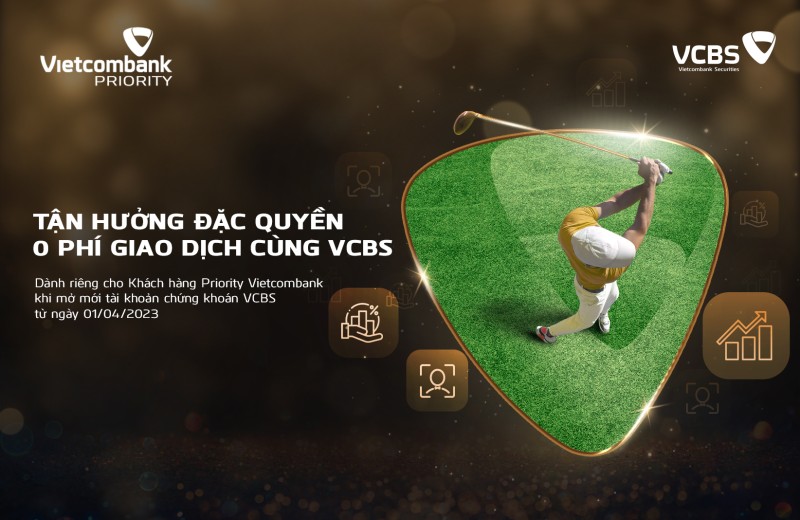 Khách hàng Vietcombank Priority được miễn phí giao dịch chứng khoán khi mở mới tài khoản tại VCBS