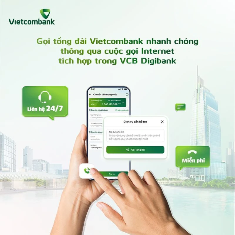 Gọi internet miễn phí tích hợp trong VCB Digibank