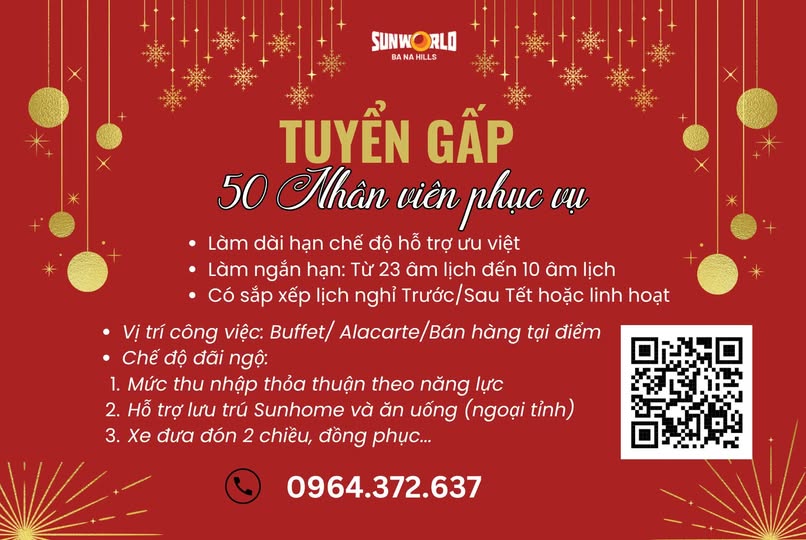 Tuyển dụng nhân viên thời vụ tại khu du lịch Bà Nà và núi Bà Đen